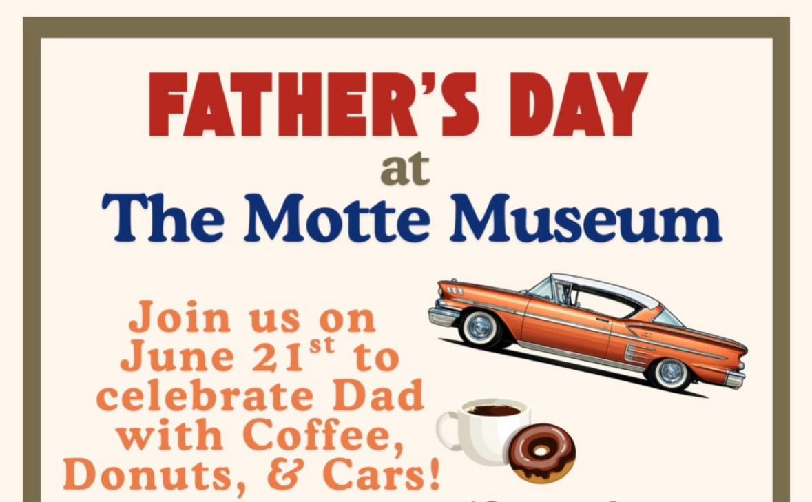 Motte Museum Father's Day Car Meet partial flyer June 2026